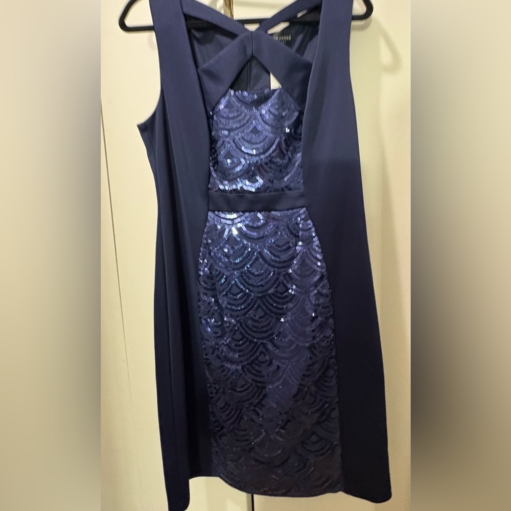 Elegant Navy Blue Sequin Dress​